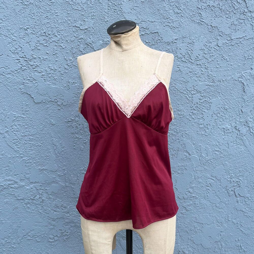 Vintage Lingerie Camisole in Deep Red large 38-40 Lace Coquette